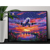  Самолет над цветами на закате Яркая Рассвет Небо Пейзаж Италия 100х125 Раскраска картина по номерам на холсте c неоновыми краск