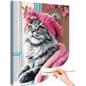 Кошка у окна с цветами Животные Котики Коты Котята Мем Яркая Интерьерная Раскраска картина по номерам на холсте
