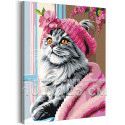 Кошка у окна с цветами Животные Котики Коты Котята Мем Яркая Интерьерная 100х125 Раскраска картина по номерам на холсте