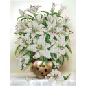  Белые лилии Ткань с рисунком для вышивки бисером Каролинка ТКБЦ 3064