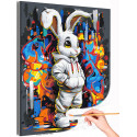 Стильный кролик и граффити Животные Заяц Город Яркая Мультики Детская Для детей Для подростков Раскраска картина по номерам на холсте