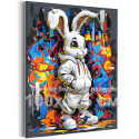 Стильный кролик и граффити Животные Заяц Город Яркая Мультики Детская Для детей Для подростков 100х125 Раскраска картина по номе