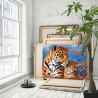  Леопард с малышом Животные Хищники Мама Ребенок Интерьерная Раскраска картина по номерам на холсте AAAA-NK743