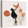 Танцующая девушка и цветы Люди Коллекция солнце и луна Минимализм Эзотерика Для триптиха Интерьерная Легкая 80х80 Раскраска карт