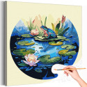 Лягушка в озере с лотосами Животные Цветы Вода Раскраска картина по номерам на холсте
