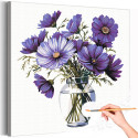 Фиолетовая космея в вазе Цветы Натюрморт Букет Интерьерная Раскраска картина по номерам на холсте
