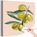 Ветвь с оливками Коллекция Line Еда Натюрморт Для кухни Интерьерная Раскраска картина по номерам на холсте
