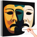 Две театральные маски Пара Минимализм Стильная Легкая Лицо 40х40 Раскраска картина по номерам на холсте
