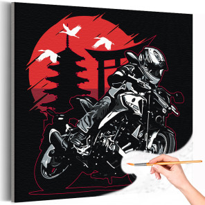 1 Мужчина на мотоцикле Люди Спорт Байк Япония Для мужчин 40х40 Раскраска картина по номерам на холсте