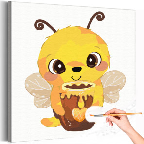 1 Пчела с горшочком меда Коллекция Cute animals Животные Для детей Детские Для девочек Для мальчиков Еда Раскраска картина по но