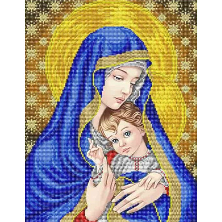  Богородица в синем Канва с рисунком для вышивки бисером Благовест ААМА-301