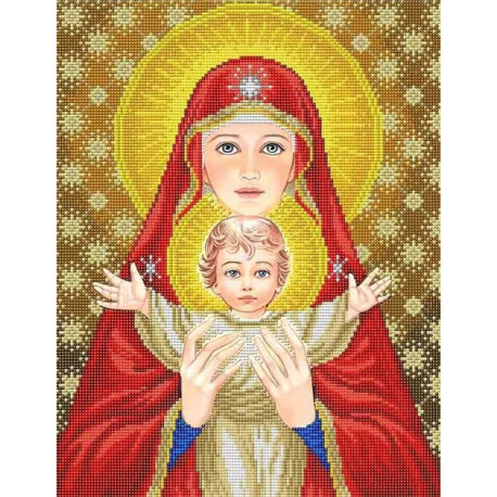  Богородица с младенцем Канва с рисунком для вышивки бисером Благовест ААМА-302
