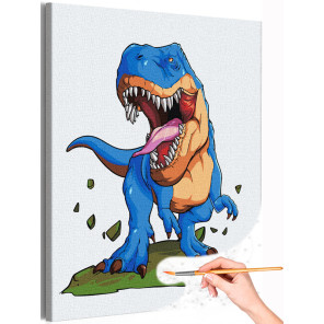 1 Большой динозавр Животные Для детей Для мальчика Раскраска картина по номерам на холсте