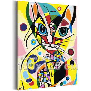 Абстрактный кот Коллекция авангард Животные Котики Кошки Яркая Стильная Интерьерная 100х125 Раскраска картина по номерам на холс