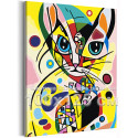 Абстрактный кот Коллекция авангард Животные Котики Кошки Яркая Стильная Интерьерная 100х125 Раскраска картина по номерам на холс