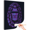 1 Фиолетовый неоновый лев / Животные Раскраска картина по номерам на холсте с неоновой краской