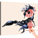 1 Скорпион с розами Животные Цветы Стильная Интерьерная Раскраска картина по номерам на холсте