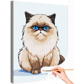 1 Персидская голубоглазая кошка Животные Котята Коты Для детей Детская Для мальчика Для девочки Раскраска картина по номерам на 