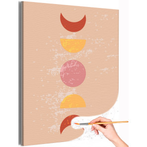 1 Розовая луна Абстракция Интерьерная Триптих Минимализм Для кухни Маленькая Раскраска картина по номерам на холсте