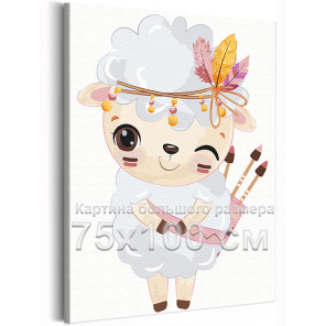 Подмигивающая овечка Коллекция Сute indians Животные Для детей Детские Для малышей Для девочек Для мальчиков 75х100 Раскраска ка