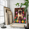 3 Портрет сиамского кота с тюльпанами Животные Котики Кошки Цветы Голубые глаза 100х125 Раскраска картина по номерам на холсте