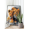 2 Лев и львенок Животные Хищник Семья Малыш Король Стильная 80х100 Раскраска картина по номерам на холсте