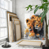 3 Лев и львенок Животные Хищник Семья Малыш Король Стильная 80х100 Раскраска картина по номерам на холсте