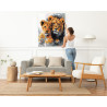 5 Лев и львенок Животные Хищник Семья Малыш Король Стильная 80х100 Раскраска картина по номерам на холсте