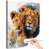 1 Лев и львенок Животные Хищник Семья Малыш Король Стильная Раскраска картина по номерам на холсте