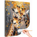 Влюбленные жирафы Животные Дети Малыш Семья Арт Раскраска картина по номерам на холсте