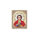 Святой Пантелеймон в жемчуге и кристаллах Канва с рисунком для вышивки бисером Благовест