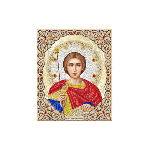  Святой Дмитрий в жемчуге и кристаллах Канва с рисунком для вышивки бисером Благовест ЖЛ-4721