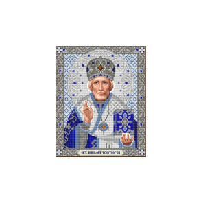 Николай Чудотворец в серебре Канва с рисунком для вышивки бисером Благовест ИС-4050