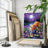3я Лиса на пруду с ирисами Животные Лисичка Рыжая Пейзаж Природа Цветы Лунная ночь Яркая 80х100 Раскраска картина по номерам на 