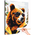 Портрет стильного бурого медведя Животные Хищники Мем Яркая Для мужчин Раскраска картина по номерам на холсте