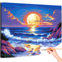  Яркий закат над морем Природа Пейзаж Океан Вода Рассвет Раскраска картина по номерам на холсте AAAA-ST0086