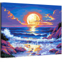 Яркий закат над морем Природа Пейзаж Океан Вода Рассвет 80х100 Раскраска картина по номерам на холсте