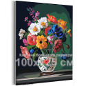Букет с садовыми цветами Натюрморт В вазе Розы Ромашки Яркая Интерьерная Маме 100х125 Раскраска картина по номерам на холсте