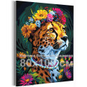 Портрет гепарда в цветах Животные Леопард Яркая Стильная Интерьерная 80х100 Раскраска картина по номерам на холсте с неоновыми красками