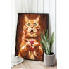  Рыжий кот с пончиком Животные Кошки Котики Котята Мем Еда Кухня Смешная 100х125 Раскраска картина по номерам на холсте AAAA-ST0