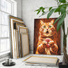  Рыжий кот с пончиком Животные Кошки Котики Котята Мем Еда Кухня Смешная 100х125 Раскраска картина по номерам на холсте AAAA-ST0