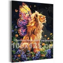 Лев с крыльями бабочки Животные Хищник Фэнтези Яркая Цветы 100х125 Раскраска картина по номерам на холсте