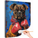 Портрет собаки боксера на ринге Животные Мем Спорт Смешная Раскраска картина по номерам на холсте