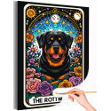 1 Ротвейлер в цветах Таро Животные Собаки Щенки Эзотерика Звездное небо Луна Стильная Раскраска картина по номерам на холсте