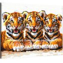 Три тигренка Животные Тигр Малыши Для детской 100х125 Раскраска картина по номерам на холсте