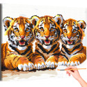 1 Три тигренка Животные Тигр Малыши Для детской Раскраска картина по номерам на холсте