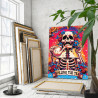 Скелет с льющимся чаем Таро Цветы Эзотерика Мем Чаепитие Яркая Плакат Для кухни 80х100 Раскраска картина по номерам на холсте с 