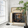  Голова Будды Скульптура Религия Буддизм Эстетика С золотом Интерьерная 80х100 Раскраска картина по номерам на холсте AAAA-ST009