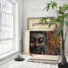  Лицо Будды Скульптура Религия Буддизм Эстетика С золотом Интерьерная 80х100 Раскраска картина по номерам на холсте с металличес