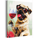 Стильный мопс с бокалом вина Животные Собаки Для кухни Мем 100х125 Раскраска картина по номерам на холсте с неоновыми красками